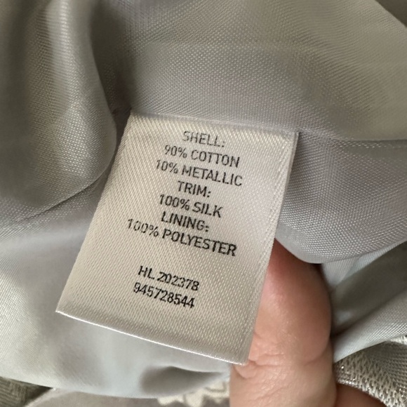 Flounce Metallic Silver Jacquard Mini dress with Bow - Size M - Picture 7 of 8